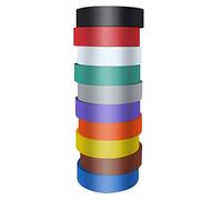 Xrkuu 10 Rolls Multi-Colour Insulation Tape, 19MM x 20M PVC Adhesive Electrical Tape, Multipack Flame Retardant High Temperature Resistance Multipack Perfect for Electric Wiring Projects