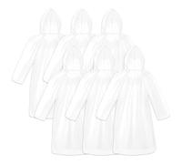 Xrkuu 6 Pack Disposable Transparent Rain Ponchos, One-time Clear Emergency Raincoat for Adults, Compact Rain Coats with Drawstring Hat for Outdoor Activities, Fishing, Cycling and Camping