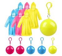 Xrkuu 6 Pieces Disposable Emergency Rain Ponchos, Waterproof Raincoats Packaged in Keychain Ball with Hook, Colorful Portable Adult Rainwear for Hiking, Camping & Outdoor Activities