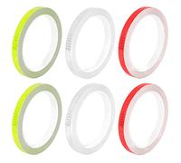 Xrkuu 6 Rolls Reflective Tape, 10mm x 8m Waterproof High Visibility Safety Warning Tape for Bikes Vehicles Helmets (Yellow, White, Red)