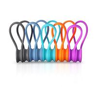 Xrkuu Magnetic Cable Ties 10 Pack, Multi-Coloured Reusable Silicone Cable Clips Organisers, Magnetic Cord Straps for Wires, Earphones and Chargers