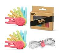 Xrkuu Magnetic Cable Ties 8 Pcs, Reusable Elastic Cable Organiser, Silicone Cord Organiser Straps with Prevent Loss Hole for Management Bundling, Wires, Charger, Earphone (Red, Yellow, Green, Blue)