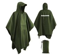 Xrkuu Rain Poncho For Adult, Lightweight Waterproof Poncho For Women And Men, Portable Reusable Raincoat Emergency Rain Poncho With Reflective Strip For Outdoor Hiking, Climbing, Traveling (Green)