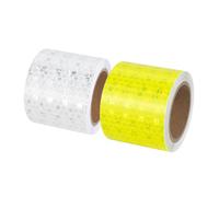 Xrkuu Reflective Tape 2 Rolls 3M x 5CM, Waterproof High Visibility Self Adhesive Safety Warning Stickers for Cars Trucks Bike Trailer Outdoor Security Marking (Yellow and White)