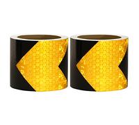 Xrkuu Reflective Tape, 2 Rolls 3m x 5cm Waterproof Reflective Safety Marking Tape, High Visibility Reflector Tape No Residue Reflective Warning Tape for Vehicles Trailers Trucks (Yellow & Black)