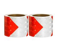 Xrkuu Reflective Tape, 2 Rolls 3m x 5cm Waterproof Reflective Safety Tape, No Residue Reflector Tape High Visibility Reflective Security Marking Warning Tape for Vehicles Trailers Trucks (Red & White)