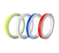 Xrkuu Reflective Tape Waterproof, 4 Rolls 10mm x 8m Reflective Security Marking Tape, High Visibility Self Adhesive Outdoor Safety Warning Tape for Bikes Vehicles Helmets(4 Colors)
