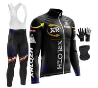 XRLQZH Men's Winter Cycling Suit -Waterproof Windproof Set with 9D Padded Bib Thermal Softshell Jersey,3 Pockets,Reflective Coat for Biking,Bicycle Riding,Outdoor Sports (TYP-1,XXS)