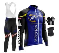 XRLQZH Men's Winter Cycling Suit -Waterproof Windproof Set with 9D Padded Bib Thermal Softshell Jersey,3 Pockets,Reflective Coat for Biking,Bicycle Riding,Outdoor Sports (TYP-2,S)