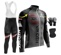 XRLQZH Men's Winter Cycling Suit -Waterproof Windproof Set with 9D Padded Bib Thermal Softshell Jersey,3 Pockets,Reflective Coat for Biking,Bicycle Riding,Outdoor Sports (TYP-6,3XL)