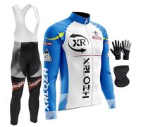 XRLQZH Men's Winter Cycling Suit -Waterproof Windproof Set with 9D Padded Bib Thermal Softshell Jersey,3 Pockets,Reflective Coat for Biking,Bicycle Riding,Outdoor Sports (TYP-11,5XL)
