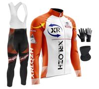 XRLQZH Men's Winter Cycling Suit -Waterproof Windproof Set with 9D Padded Bib Thermal Softshell Jersey,3 Pockets,Reflective Coat for Biking,Bicycle Riding,Outdoor Sports (TYP-8,S)