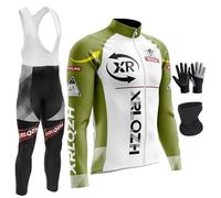 XRLQZH Men's Winter Cycling Suit -Waterproof Windproof Set with 9D Padded Bib Thermal Softshell Jersey,3 Pockets,Reflective Coat for Biking,Bicycle Riding,Outdoor Sports (TYP-9,3XL)