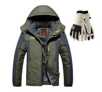 XRLQZH Men's Winter Waterproof/Windproof Fleece Jackets Men's Ski Jacket Warm Lined With Ski Snow Gloves Multi-Pockets (Green,8XL)