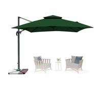 XRLQZH Square Cantilever Garden Parasol,3 x 3m 8-Rib Outdoor Sun Shade Canopy Patio Cantilever Umbrella for Garden Deck Pool,green/gray (Green,4×3M)