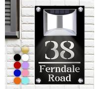 XRLSG Personalized Solar House Numbers for Outside Custom Solar Address Sign Housewarming Gift LED Address Numbers Modern Plaque for Garden Yard Home