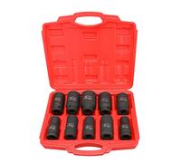 XRMXF 3/4" Drive Deep Impact Socket Set,10 Piece 12-Point,Metric Sizes 17 19 21 24 27 30 32 34 36 41mm, Cr-Mo Steel 80mm Length