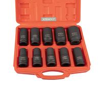 XRMXF 3/4" Drive Deep Impact Socket Set,10PC 6-Point Metric,17 19 21 22 24 27 30 32 36 41mm Socket Sets, Cr-Mo Steel 80mm Length