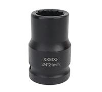 XRMXF 3/4" Square Drive Impact Socket, 12 Point, Cr-Mo Steel,21mm