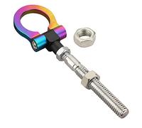 XRMXF Heavy Duty Anodized Folding Tow Hooks Reversed Thread Track Racing Towing Fits for Ford Mustang 19-23,Explorer 20-23,Edge 15-23 OEM Bumper Emergency Towing Eye Hook Tool (Neo Chrome)