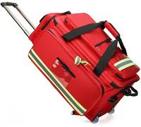 XRNWOHISB Rolling Medical Bag with Wheels, Portable First Aid Kit with Removable Dividers, Shoulder Straps and Reflective Strips, Trauma Bag for Outdoor Hiking, Backpacking, Camping, Traveling(Red)