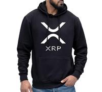 XRP Logo Hoodies - Black - Kids - 7-8Y - Cotton Polyester Blend Unisex Printed Hoodies - Brushed Effect Pullover Hoodies - Gifts for Traders Investor Classic Hoodie