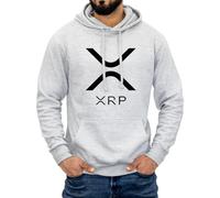 XRP Logo Hoodies - Blend Grey - Mens - S - Cotton Polyester Blend Unisex Printed Hoodies - Brushed Effect Pullover Hoodies - Gifts for Traders Investor Classic Hoodie