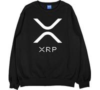 XRP Logo Printed Sweatshirt Black - L - Ripple Digital Currency Trading Unisex Jumper - Market Trade Protocol Payment Mens Sweatshirt - Gift for Investors Traders