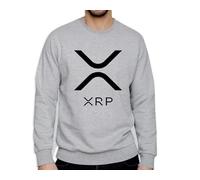 XRP Logo Printed Sweatshirt Grey - 4XL - Ripple Digital Currency Trading Unisex Jumper - Market Trade Protocol Payment Mens Sweatshirt - Gift for Investors Traders