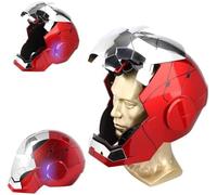 XRR Autoking Iron-Man MK 5 Helmet with Jarvis Voice & Remote & Touch Controlled Open/Close Mask, 1:1 Adult Wearable Superhero Mask & Movie Prop for Halloween, Birthday & Christmas (Silver)