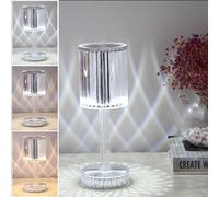 XRR Crystal Lamp, Acrylic Table Lamp Touching Control 3D Diamond Lamp with Stepless Dimming, USB Rechargeable Bedside Night Light for Room, Party, Dinner Decor Creative Light