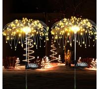 XRR Solar Garden Lights Outdoor, 150led Solar Firework Light Solar Powered Decorative Stake Landscape Light DIY Flowers Copper Wire Lamp for Path Christmas Decoration (Warm White)
