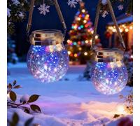 XRR Solar Lanterns Outdoor 2-Pack 30 LED Garden Lights Hanging Waterproof Decorative Lights for Path Patio Lawn Yard Decor (Multicolor)