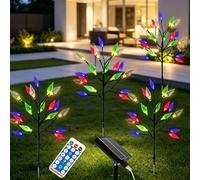 XRR Solar Lights for Outdoors, Pack of 4, 16 LED, Flower Shaped, Multicoloured, IP65 Waterproof, 1600 Lumen, 32 x 11 x 6 cm, Garden Light, Outdoor Lights, Solar Light