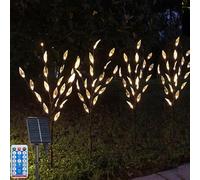 XRR Solar Lights for Outdoors, Pack of 4 16 LED Solar Lights Leaves 8 Modes Solar Lights Flower with Remote Control Weatherproof Solar Plug Garden Lighting for Path Party Yard Decoration