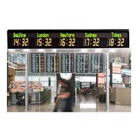 XRSMOU 3/4/5/6 City Clock,Digital Multiple Time Zones Clock,City Can Be Changed,5 Level Brightness Adjustment,for Enterprises (5Time)