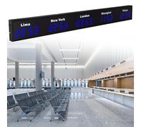 XRSMOU Digital Led World Clock,Wall Mounted,City Can Be Changed,Aluminum Shell,for Multinational Corporation,Hotels (Blue 5City)