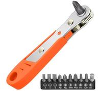 Xrten 1/4 Inch Ratchet Wrench, 36 Tooth Reversible Screwdriver, 10 bits, Quick Release Reversible Ratchet Repair