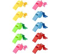 Xrten 10 Pack Whistles, Sports WhisWtles with Lanyard, Colorful, for Coaches, Referees,Emergency