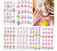 Xrten 120 Pieces False Nails Kit, Children's Fake Nails, Soft Gel Tips Nails, Full Coverage Nail Tips, Colorful Nails for DIY Manicure, Halloween, Christmas (5 Boxes)