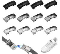Xrten 12Pcs Shoelace Buckle,Silver Black Grey No Tie Lock Capsule Lock Tip Lazy Shoelace,Metal Shoe Laces Buckles,Magnetic Tieless Release Clasp fits Casual Shoes Sneakers Boots