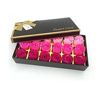 Xrten 18Pcs Soap Rose Flower,Handmade Rose Flora Scented Soap Petals in Gift Box for Anniversary Birthday Wedding Valentine’s Day