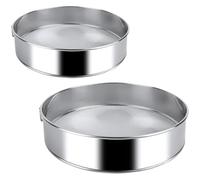 Xrten 2 Pieces Flour Sieve, 15/20 cm 60 Fine Mesh Sifter, Round Flour Shaker Strainer for Baking, Cooking(Silver)