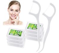 Xrten 300pcs Floss Picks, Tooth Picks Floss Sticks Dental Toothpick Case, Floss Disposable for Travel Home Office Restaurant(6 Boxes)