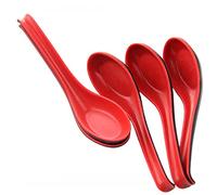 Xrten 5pcs Melamine Soup Spoons, BPA Free, Dishwasher Safe, Modern Design, Red and Black