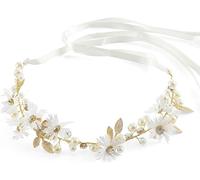 Xrten Floral Crown Headband,Flower Floral Headpiece,Bridal Head Pieces Princess Crystal Girl Hair Accessories for Wedding Party Festival