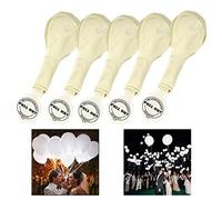 Xrten Set of 25 Pcs White LED Light Up Wedding Balloons for Wedding or Anniversary Decoration