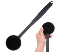 Xrten Silicone Back Scrubber,Body Scrubber Shower Bath Brush,Exfoliating,Double Sided with Long Handle(Black)