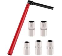 Xrten Tap Spanner, Faucet Installation Tool with 5pcs 8-12 mm Nut Set, Adjustable Spanners for Taps, Pipe Repair Wrench, Red