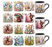 XRTHGS UV DTF Cup Wrap for Mugs-12 PCS Easter Highland Cow UV DTF Transfer Paper Suitable for Mugs, Glass, Tables, Chairs, Computers, High Viscosity UV DTF Transfer Wrap (Easter Egg Bunny)